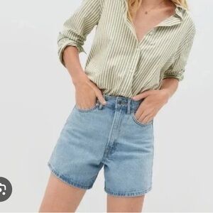 Everlane The A-Line Denim Organic Cotton High Rise Short in Powder Blue Size 27